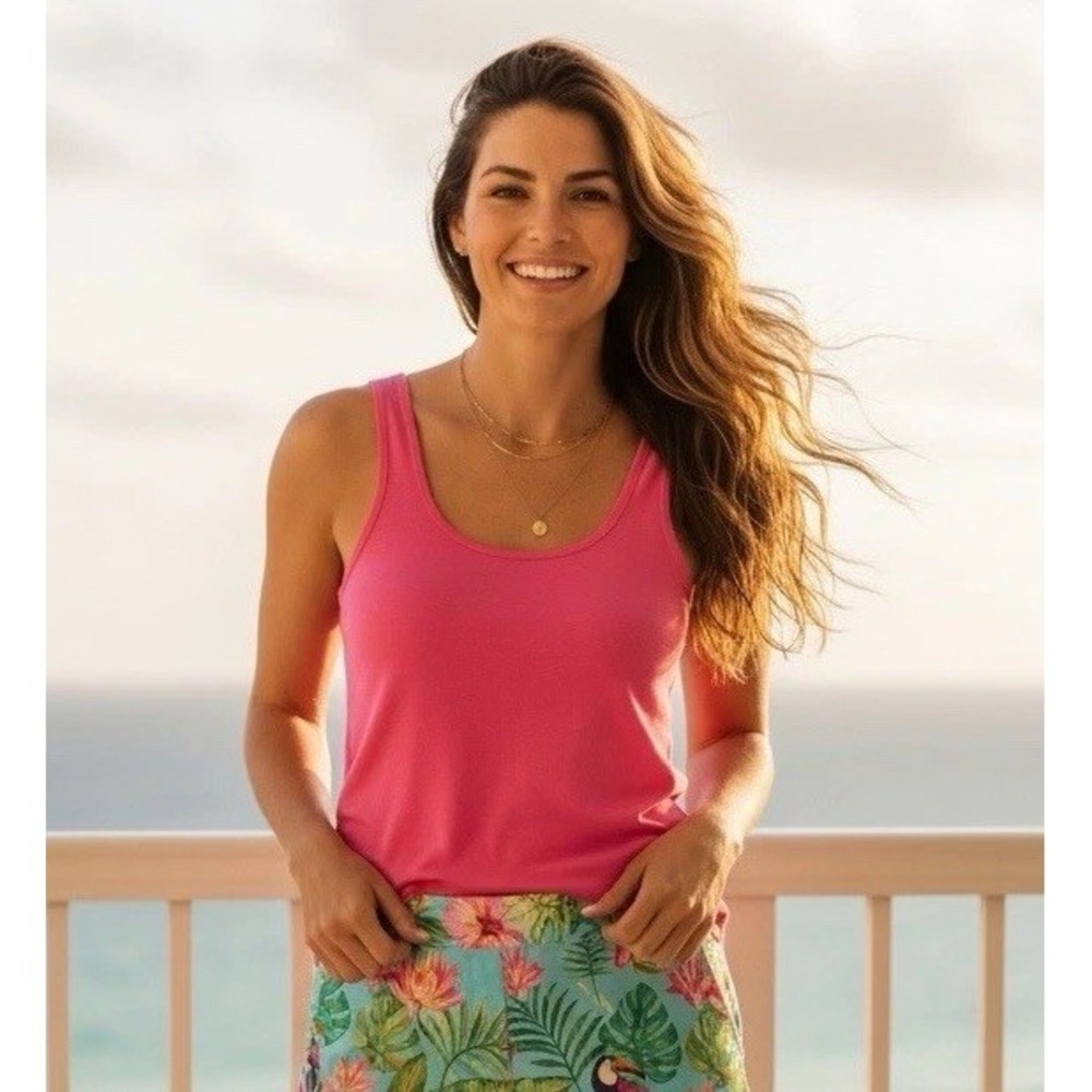New Lilly Pulitzer Tabbie Solid Pink Sleeveless Cotton Tank‎ Top Size Small Rare